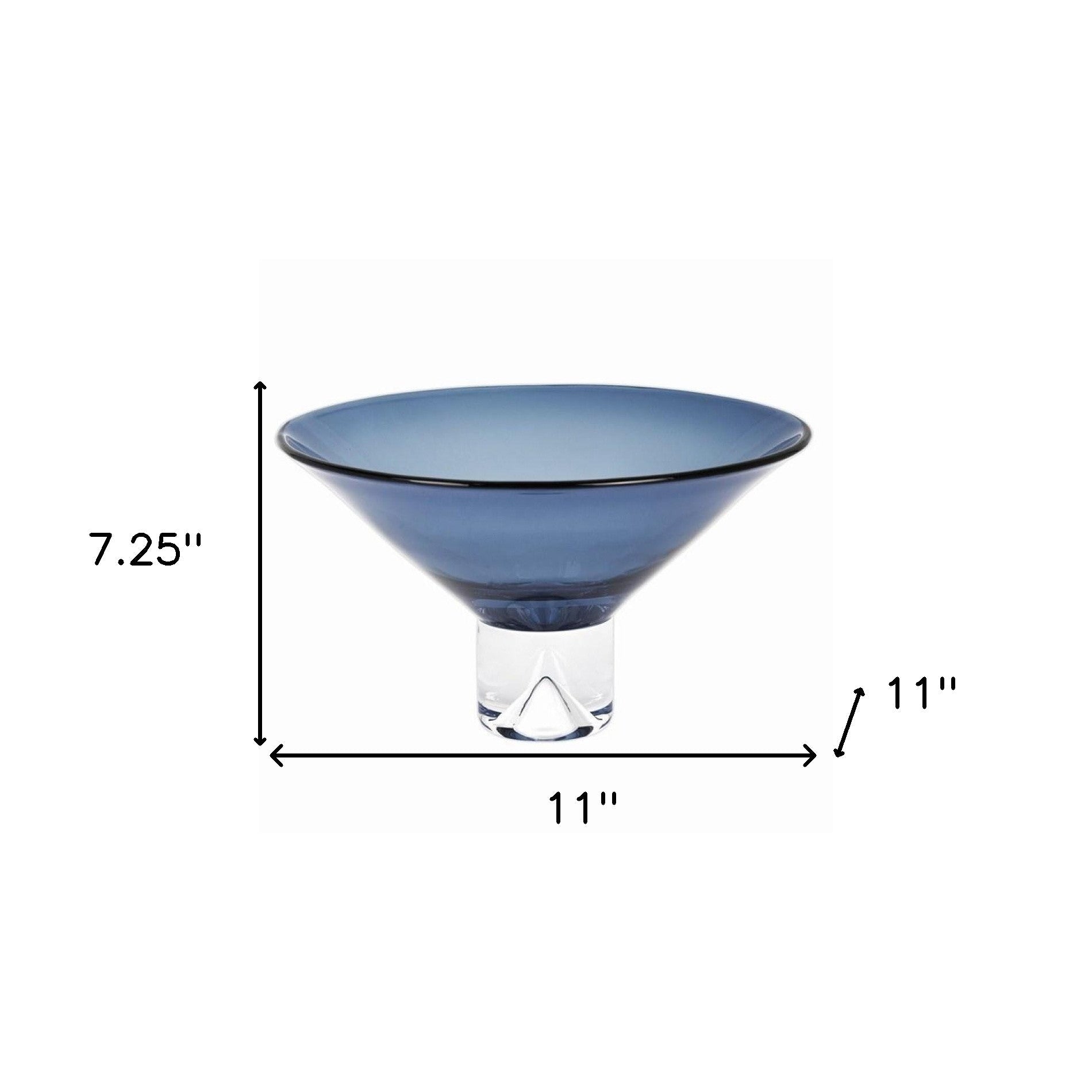 HomeRoots 12" Mouth Blown Crystal Midnight Blue Centerpiece Bowl