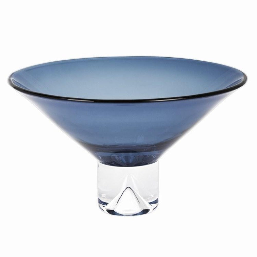 HomeRoots 12" Mouth Blown Crystal Midnight Blue Centerpiece Bowl