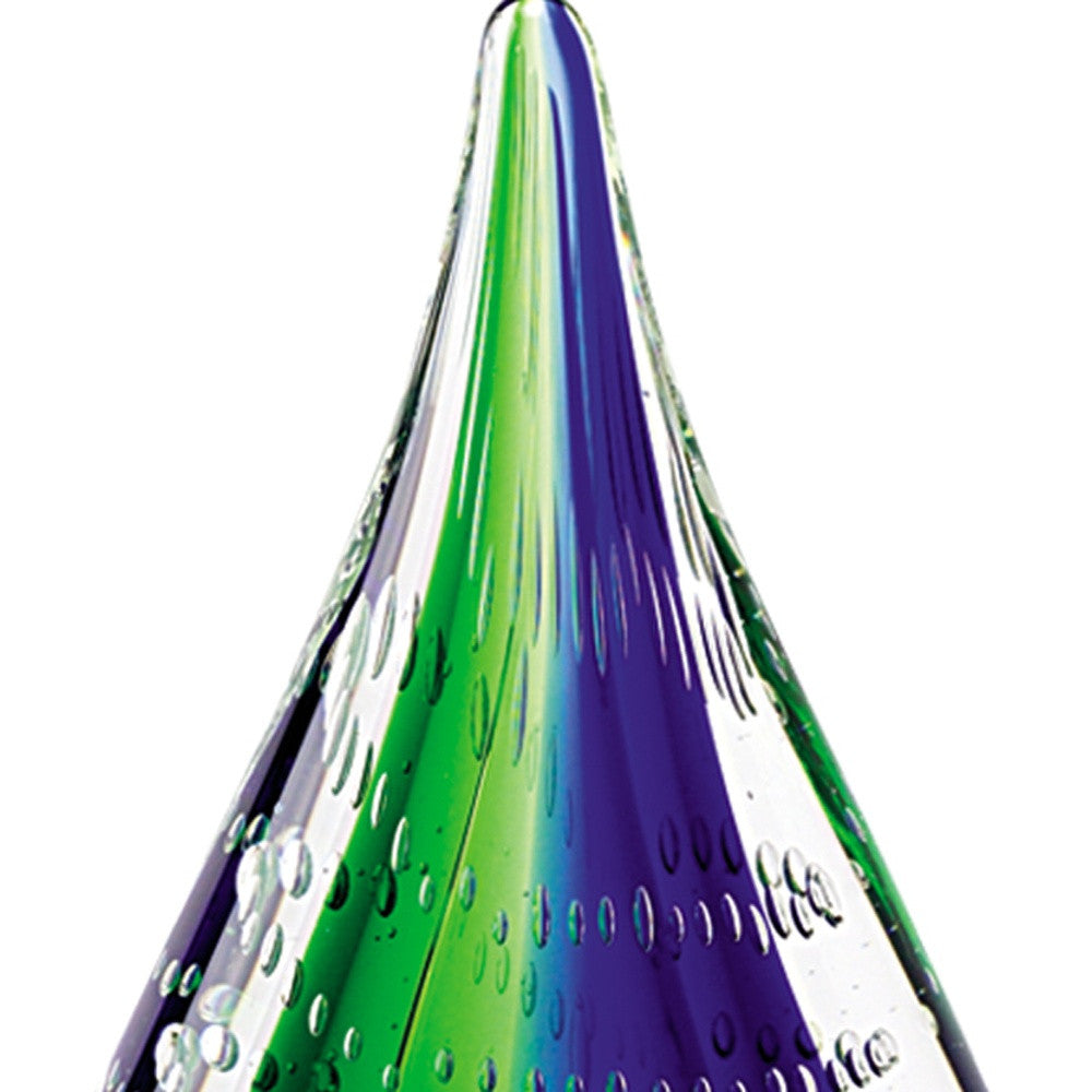 HomeRoots 12 Mouth Blown Teardrop Centerpiece on Crystal Base