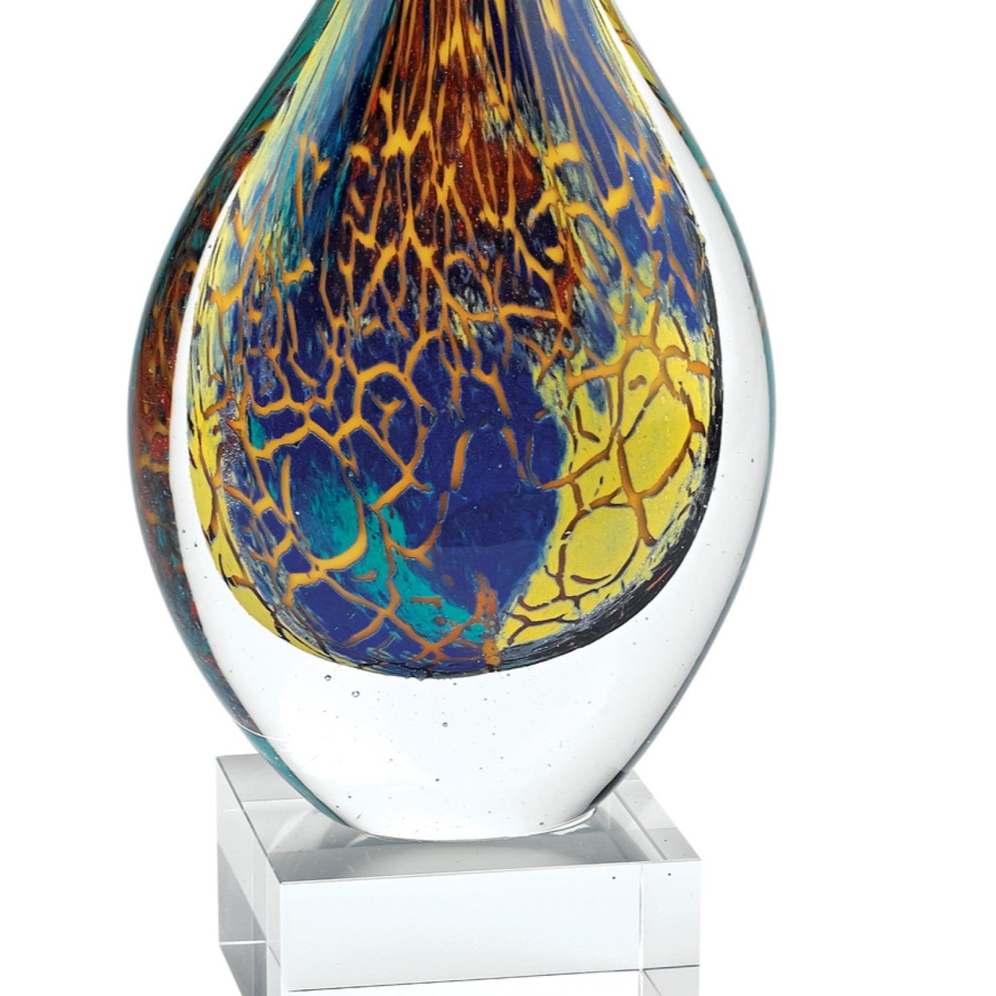 HomeRoots 12 MultiColor Art Glass Teardrop on Crystal Base