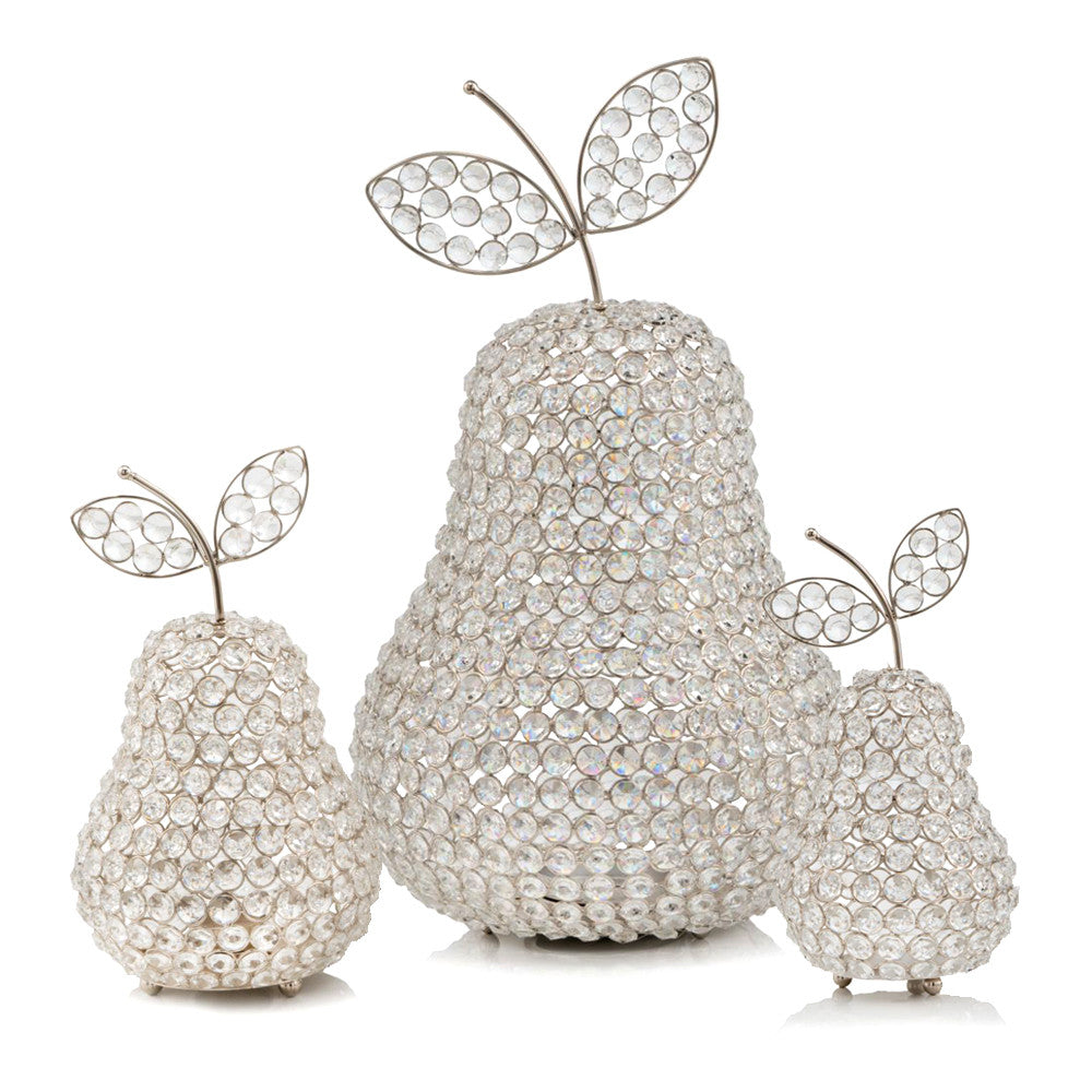 HomeRoots 12' Silver Pear Faux Crystal Sculpture