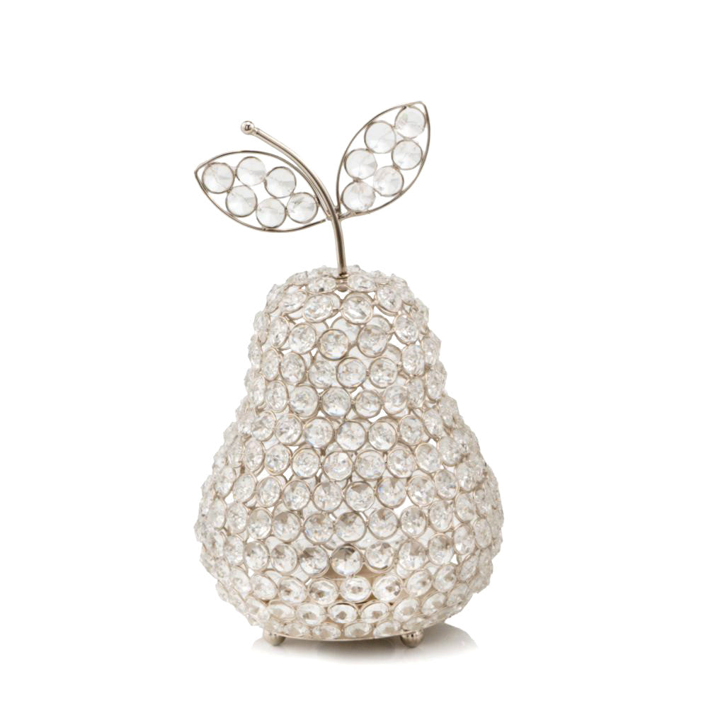 HomeRoots 12' Silver Pear Faux Crystal Sculpture