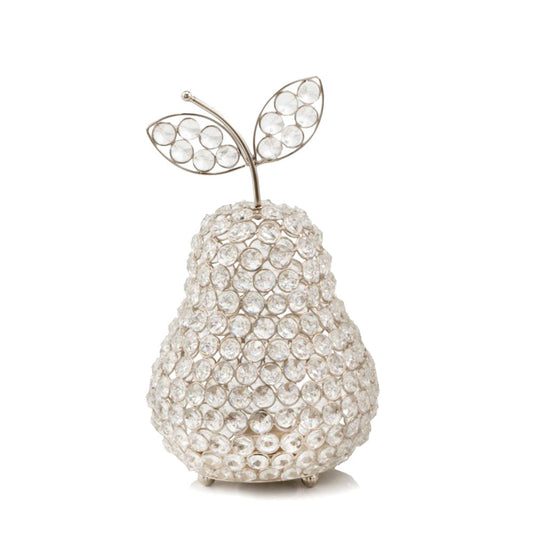 HomeRoots 12' Silver Pear Faux Crystal Sculpture