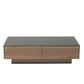 HomeRoots 12" Veneer MDF and Glass Coffee Table With Walnut Finish