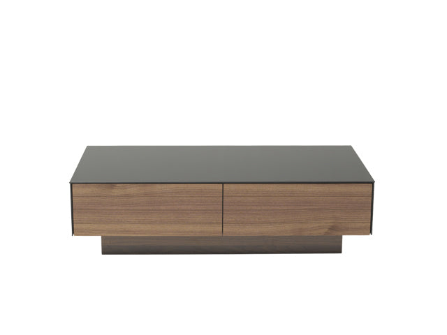 HomeRoots 12" Veneer MDF and Glass Coffee Table With Walnut Finish