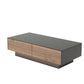 HomeRoots 12" Veneer MDF and Glass Coffee Table With Walnut Finish