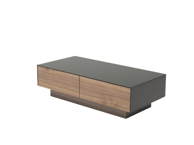 HomeRoots 12" Veneer MDF and Glass Coffee Table With Walnut Finish
