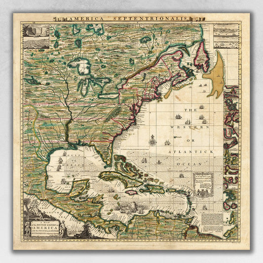 HomeRoots 12" x 12" Vintage 1773 Map of British Empire in North America Wall Art