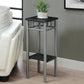 HomeRoots 12" x 12" x 28" MDF Metal Accent Table With Black and Silver Finish