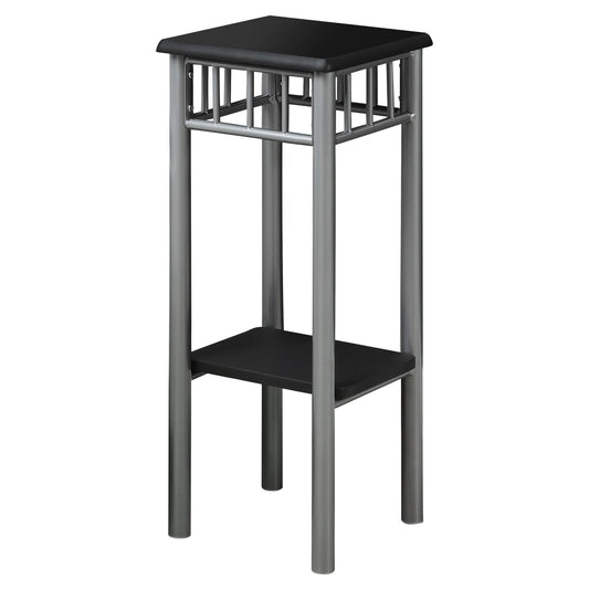 HomeRoots 12" x 12" x 28" MDF Metal Accent Table With Black and Silver Finish