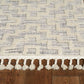 HomeRoots 12' x 15' Ivory Grey Machine Woven Diamond Pattern With Fringe Indoor Area Rug