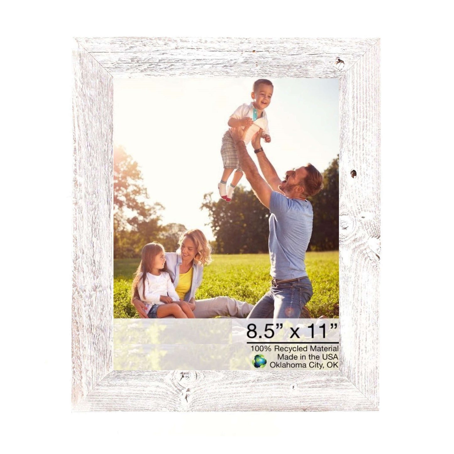 HomeRoots 12" x 15" Rustic White Washed Grey Picture Frame