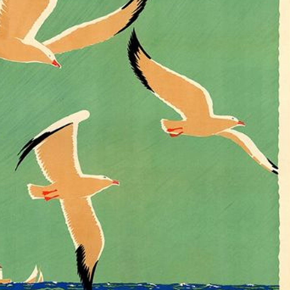 HomeRoots 12" x 18" Birds Over Lake Michigan c1929 Vintage Travel Poster Wall Art