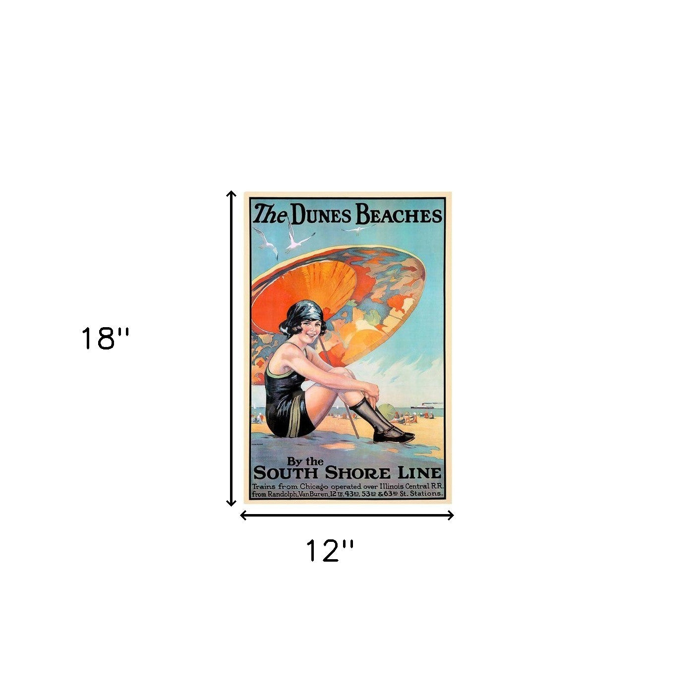 HomeRoots 12" x 18" Dunes Beaches c1920s Vintage Travel Poster Wall Art