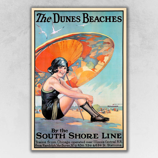 HomeRoots 12" x 18" Dunes Beaches c1920s Vintage Travel Poster Wall Art