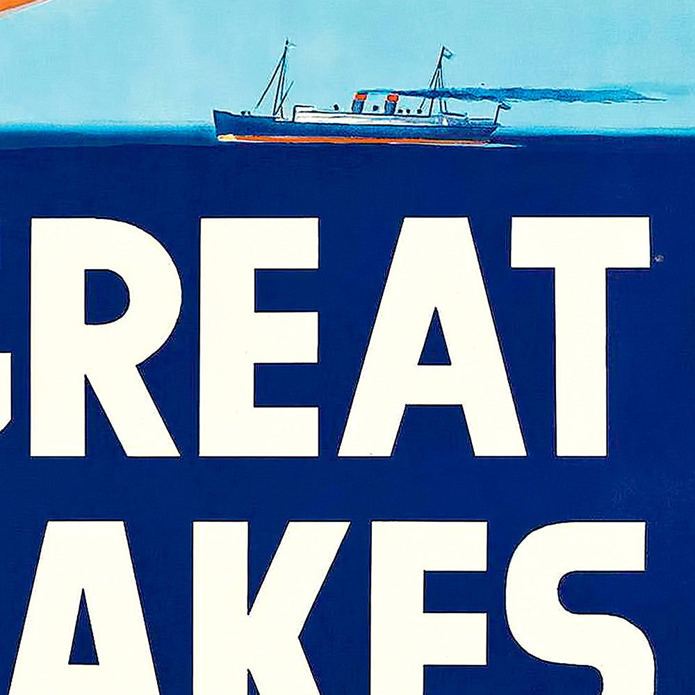 HomeRoots 12" x 18" Great Lakes 1937 Vintage Travel Poster Wall Art
