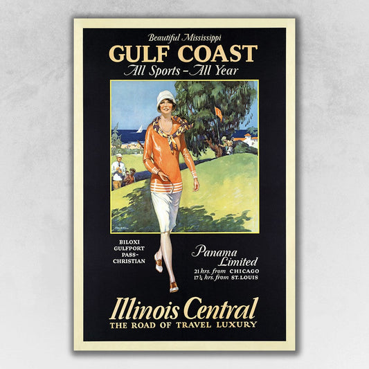 HomeRoots 12" x 18" Gulf Coast Golf 1932 Vintage Travel Poster Wall Art