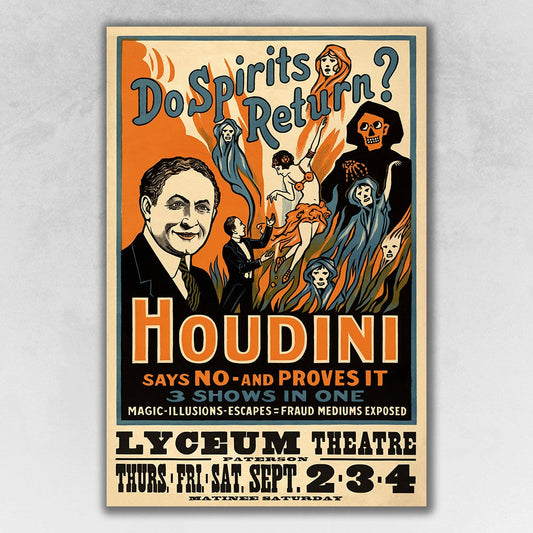 HomeRoots 12" x 18" Houdini Spirits Vintage Magic Poster Wall Art