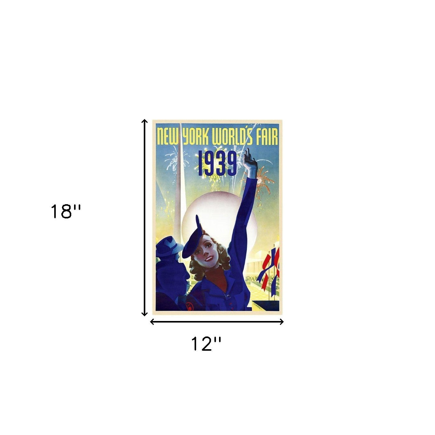 HomeRoots 12" x 18" New York 1939 World's Fair Vintage Travel Poster Wall Art