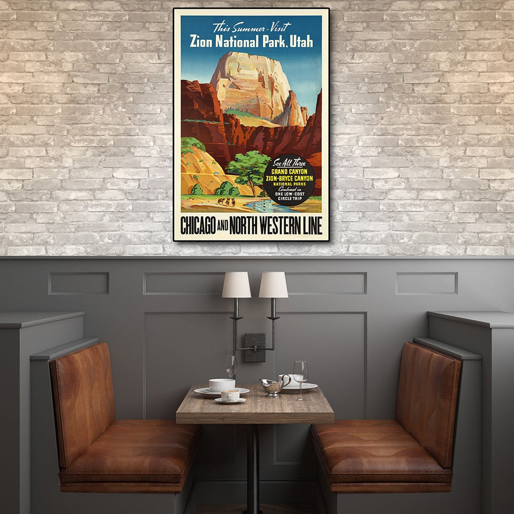 HomeRoots 12" x 18" Zion National Utah c1950s Vintage Travel Poster Wall Art