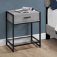HomeRoots 12" x 18" x 22" Grey Tempered Glass Accent Table With Black Metal Base Finish