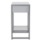 HomeRoots 12" x 18" x 22.25" White Clear Silver Metal Tempered Glass Accent Table