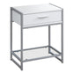 HomeRoots 12" x 18" x 22.25" White Clear Silver Metal Tempered Glass Accent Table
