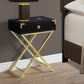 HomeRoots 12" x 18.25" x 24" Cappuccino Finish and Gold Metal Accent Table