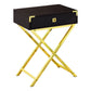HomeRoots 12" x 18.25" x 24" Cappuccino Finish and Gold Metal Accent Table