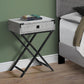 HomeRoots 12" x 18.25" x 24" Grey Cement Finish and Black Nickel Metal Accent Table