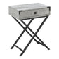 HomeRoots 12" x 18.25" x 24" Grey Cement Finish and Black Nickel Metal Accent Table