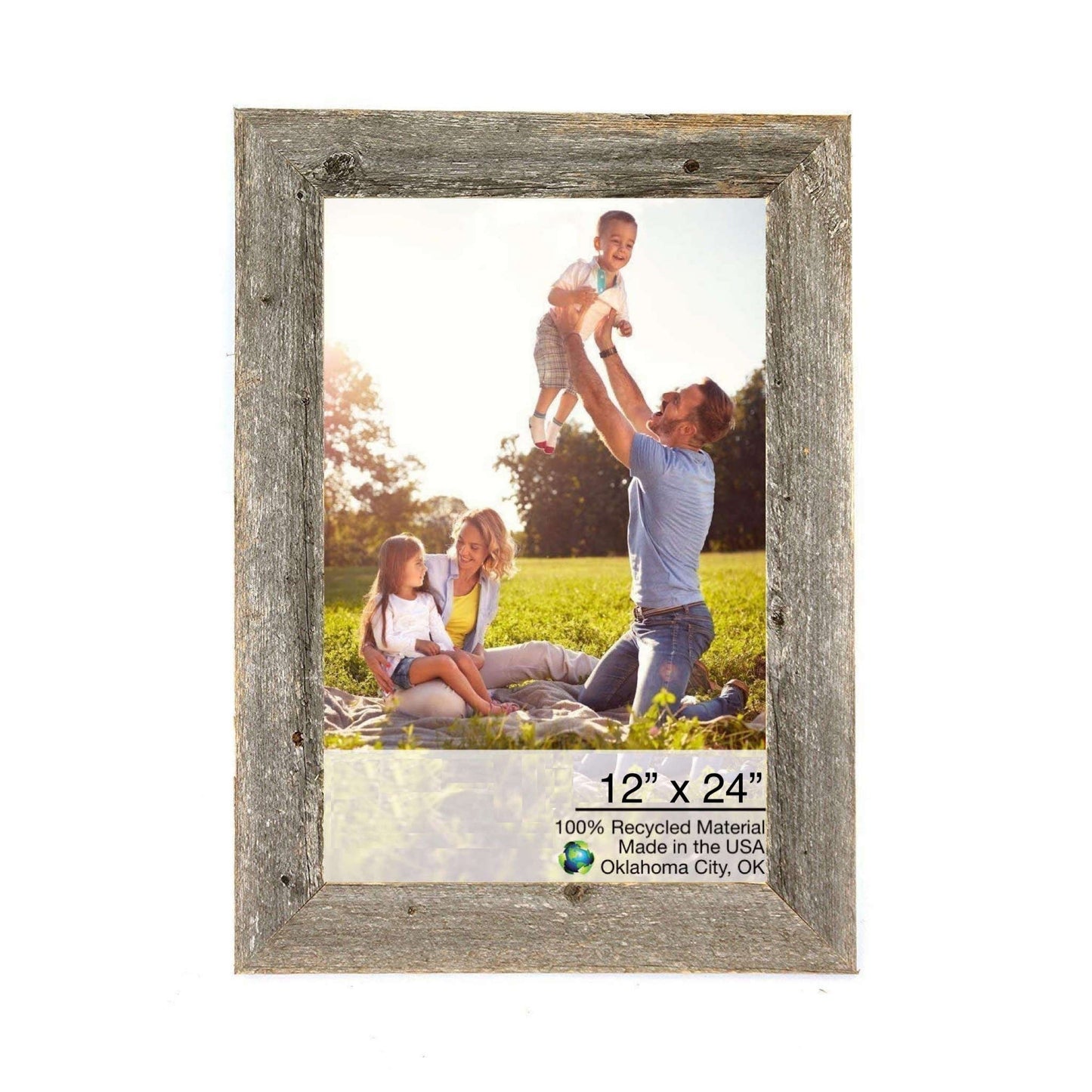 HomeRoots 12" x 24" Rustic Farmhouse Gray Wood Frame