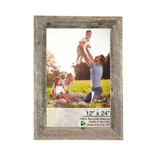 HomeRoots 12" x 24" Rustic Farmhouse Gray Wood Frame