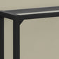 HomeRoots 12" x 42" x 32" Tempered Glass Accent Table With Black Metal Base