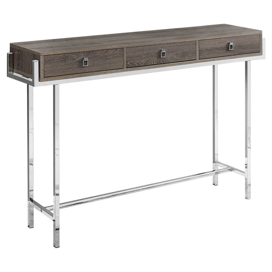 HomeRoots 12" x 48" x 31.75" Particle Board Metal Accent Table in Dark Taupe Finish