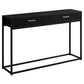 HomeRoots 12" x 48" x 32" Black Laminated Finish and Black Metal Accent Table