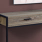 HomeRoots 12" x 48" x 32" Dark Taupe Laminated Finish and Black Metal Accent Table