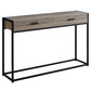 HomeRoots 12" x 48" x 32" Dark Taupe Laminated Finish and Black Metal Accent Table