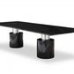 HomeRoots 120 x 48 x 30 Black Marble Stainless Steel Dining Table