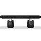 HomeRoots 120 x 48 x 30 Black Marble Stainless Steel Dining Table