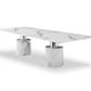 HomeRoots 120 x 48 x 30 White Marble Stainless Steel Dining Table