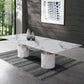 HomeRoots 120 x 48 x 30 White Marble Stainless Steel Dining Table