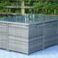 HomeRoots 129" x 76" x 46" Gray Outdoor Dining Set With Cushions in Set of Eleven