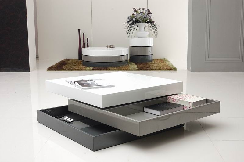 HomeRoots 12.5" MDF Square Coffee Table With 3 Tone Glossy Finish