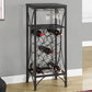 HomeRoots 12.5" x 16.25" x 40.5" Black Metal Wine Bottle and Glass Rack Home Bar