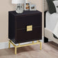 HomeRoots 12.75" x 18.25" x 23.5" Cappuccino Gold Particle Board Metal Accent Table