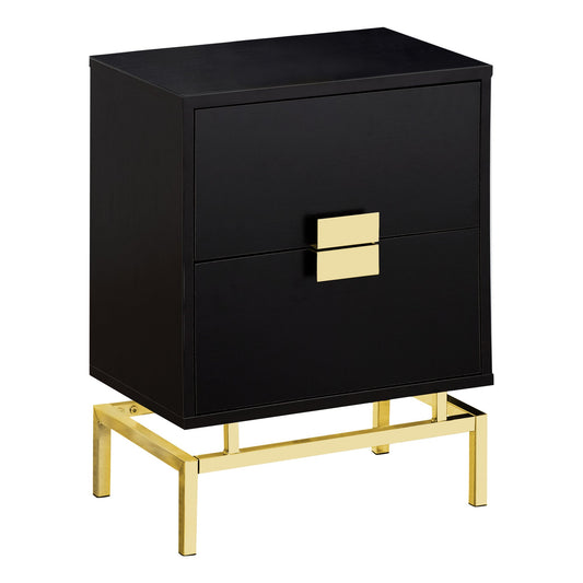 HomeRoots 12.75" x 18.25" x 23.5" Cappuccino Gold Particle Board Metal Accent Table