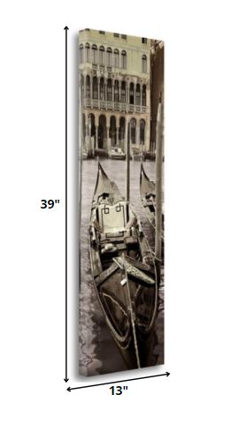 HomeRoots 13" Ancient Venetian Gondola Boatyard Giclee Wrap Canvas Wall Art