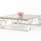 HomeRoots 13" Concrete and Steel Coffee Table in Chrome Finish