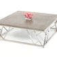 HomeRoots 13" Concrete and Steel Coffee Table in Chrome Finish